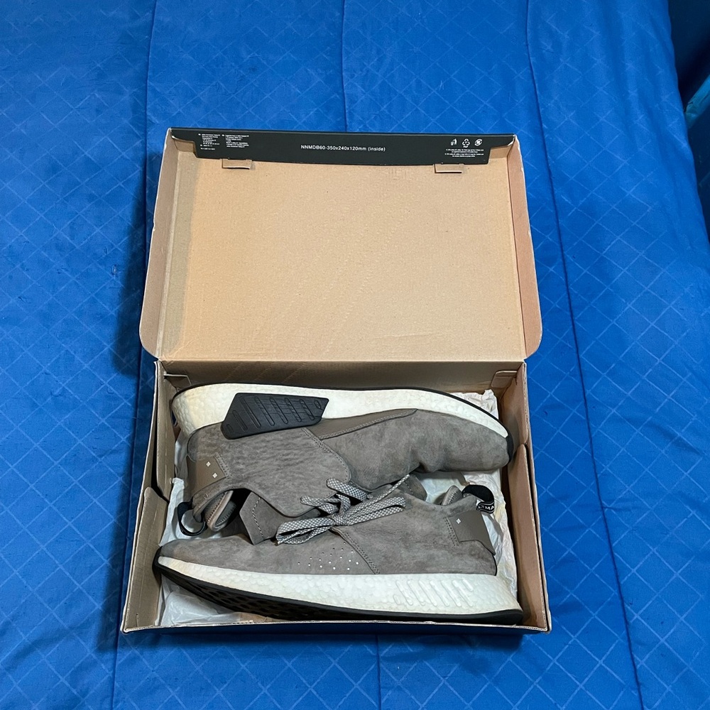 Adidas boost NMD C2 running shoes beige gray mens size 14